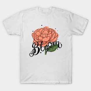 Bloom Flower Illustration Lettering T-Shirt